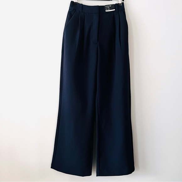 Abercrombie & Fitch Sloane Tailored Pants | Ultra High Rise Wide Leg | Navy 2S - Picture 5 of 13
